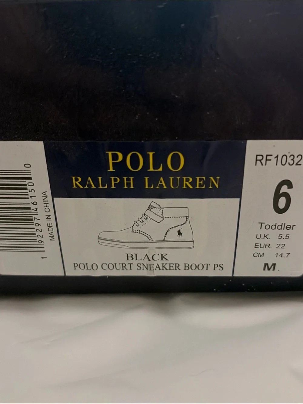 Ralph Lauren Black Kids High-Top Sneakers with Brown Accents